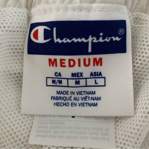 Champion Woven Retro Colorblock White Track Pants Elastic Waist Y2K Men’s Medium - Picture 8 of 10